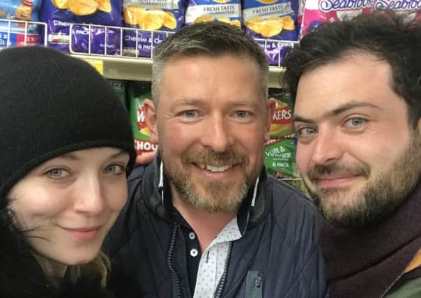 Kenny Bradley (centre), owner of Greens, with actress Sarah Bolger and director Abner Pastoll.