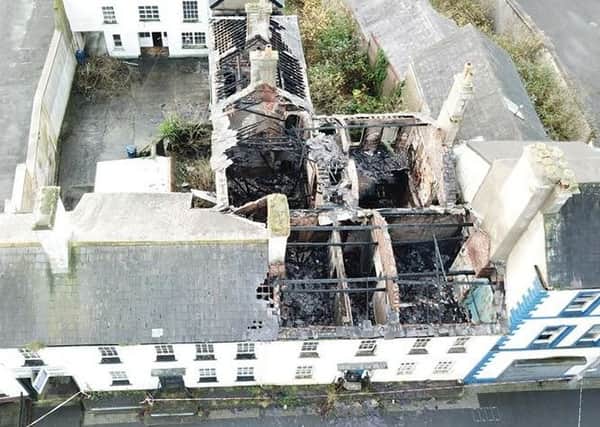 Significant damaged caused to building in High St Lurgan.
Photo by www.facebook.com/Skyview-Ni