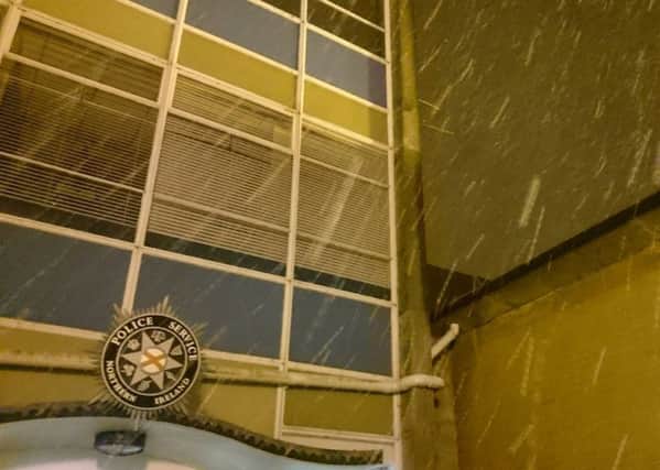 It's snowing at Lurgan Police Station