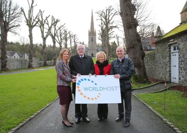 Pictured at the launch of the upcoming WorldHost training programme in Hillsborough are: (l-r) Roisin McKee, NI Director of People First; Alderman Allan Ewart MBE, Chairman of the Council's Development Committee; Lynda Willis, WorldHost trainer and Martin Graham, Tourism NI.