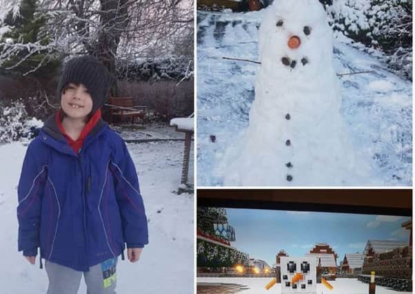 Dash Coulter, 7, Donaghcloney with his snowmen.