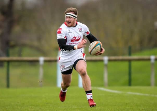 Try scorer David Busby makes a break for Ulster 'A' against Hartpury College. Pic by James Wain/The Front Row Union