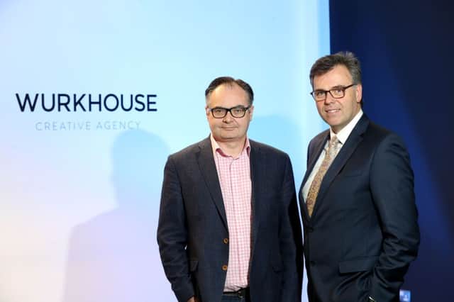 Wurkhouse is to create 30 digital marketing jobs as part of ambitious expansion plans, Alastair Hamilton (right), Invest NI,  with Troy Armour, Wurkhouse.