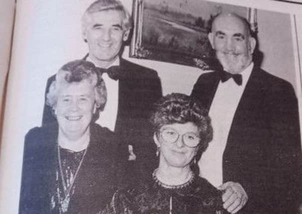 Guests at Ballymena Academy Old Pupils' Association annual dinner are Mr and Mrs Donaghy and Mr and Mrs Shaw. 1989.