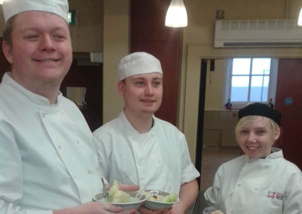 SERC catering trainees Darren Neill, Dylan Watson and Jessica Boyd.