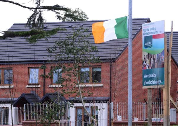 The Felden shared scheme has repeatedly seen Irish flags and anti-Protestant graffiti outside it