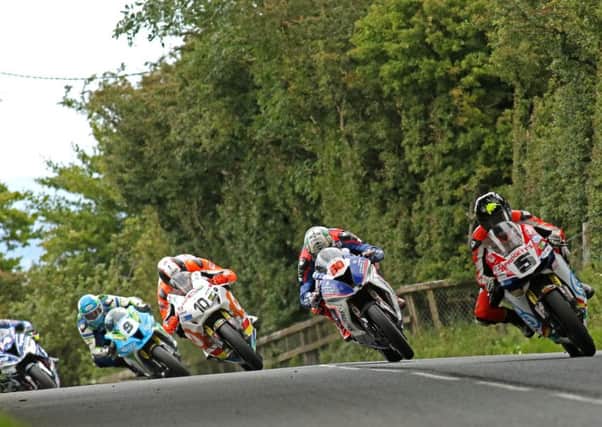 Bruce Anstey leads Peter Hickman, Conor Cummins, Dean Harrison and Dan Kneen in the Ulster Grand Prix Superbike race.