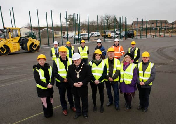 Mayor of Derry City and Strabane District Council, Councillor MaolÃ­osa McHugh, at the commencement of work at the Ballymagroarty Play Park. Included are Frank Morrison, Derry City and Strabane District Council, Karen Kirkegaard, DC&SDC, Lisa Moore, Glen Development Initiative , David Gilmour, SIB, Christy Daniels Chairman, Ballymagroarty Community Association, Helen Turton, Councillor Eric McGinley, Brendan McCrossan, Quinn Automation (Contractor), Maeve McLaughlin, Ballymagroarty Community Association, Colin Kennedy, DC&SDC, Noel McCartney, SIF, and Conor Canning, DC&SDC.
(Photo - Tom Heaney, nwpresspics)