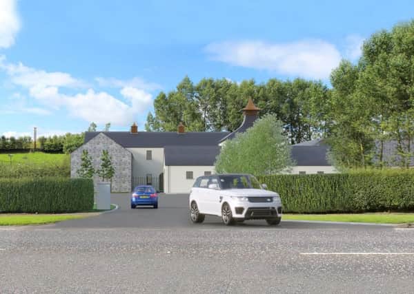 A computer-generated image of the entrance to the proposed Â£6m distillery development at Killaney Lodge, Carryduff.