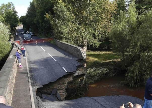 The Ballynameen Bridge at Claudy following flooding.