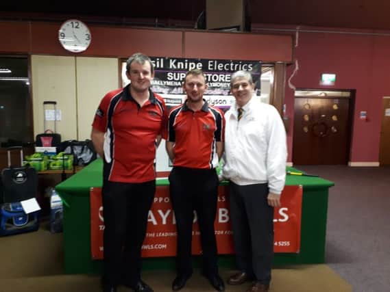 Pairs winners Jal Richardson and Cecil Dillon pictured with Club President Willie McCaw.