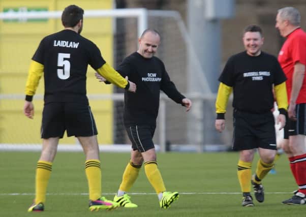 Paul Robinson scored a hat-trick  for the Road Racers as they beat the Short Circuit Racers 4-3 in last year's charity football match at Seaview.