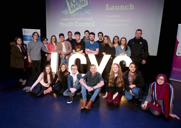 Members of the newly formed Lisburn Castlereagh Youth Council (LCYC) pictured at the body's official launch at Lagan Valley Island.