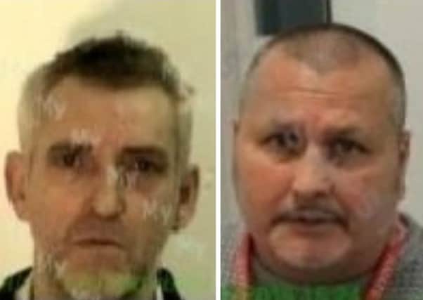 Convicted killers Thomas Lawrence McCabe (left) and Samuel McKinley are both 'unlawfully at large'