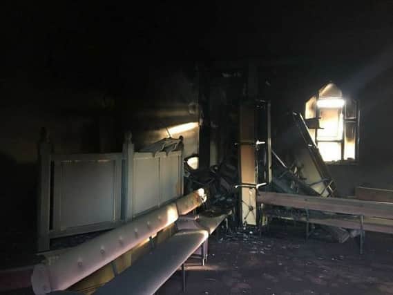 The inside of Ballymagarrick Gospel Hall was badly damaged.