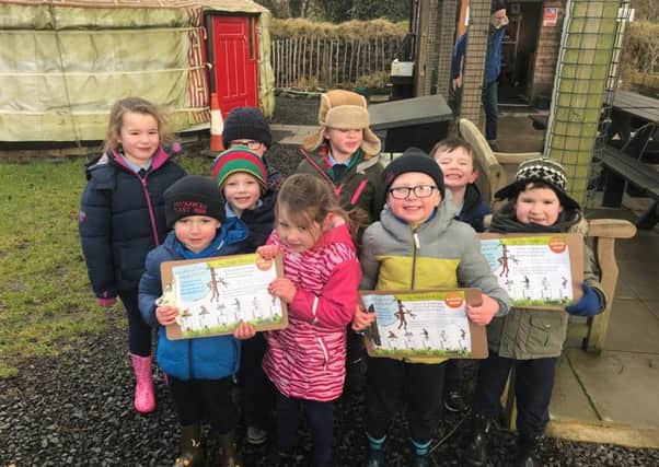 Children from Cloughmills PS & St Brigid's PS helped to give the new Stick Man Trail a try.