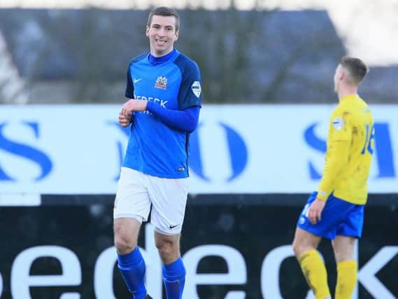 Stephen Murray enjoyed his afternoon against Dungannon Swifts on Saturday in Glenavon's 3-0 win. Pic by Pressmaker.