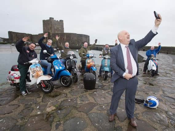Cllr Noel Jordan and members of A2 Aces Scooter Club.