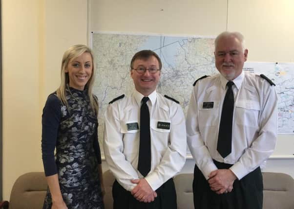 Carla Lockhart with Superintendent David Moore and C/Inspector Barney OConnor