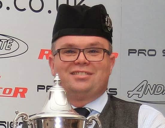 Steven McWhirter, Inveraray and District Pipe Band, Adult 2017 World Solo Drumming Champion.  (Photo by Peter Hazzard).
