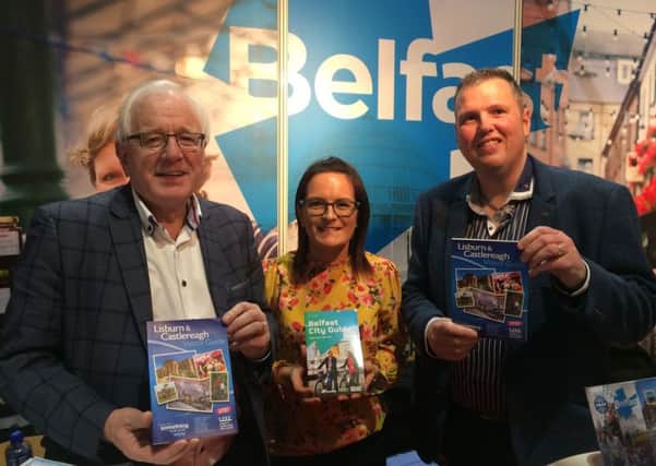 Pictured at Holiday World Dublin 2018 are Alderman Allan Ewart MBE, Chairman of the council's Development Committee; Aoife Mc Veigh, Leisure Trade Sales Manager, Belfast Visitor and Convention Bureau and Councillor Andrew Ewing, Vice-Chair of the council's Development Committee.
