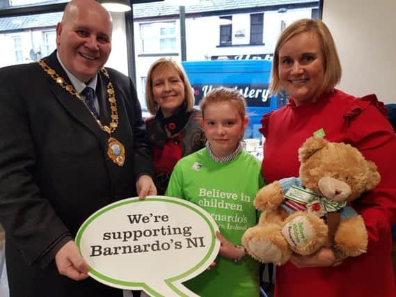 Mayor of Mid and East Antrim, Councillor Paul Reid, pictured with Mayoress Carol Reid, Catherine Waring, and Anne Dawson from Barnardos.