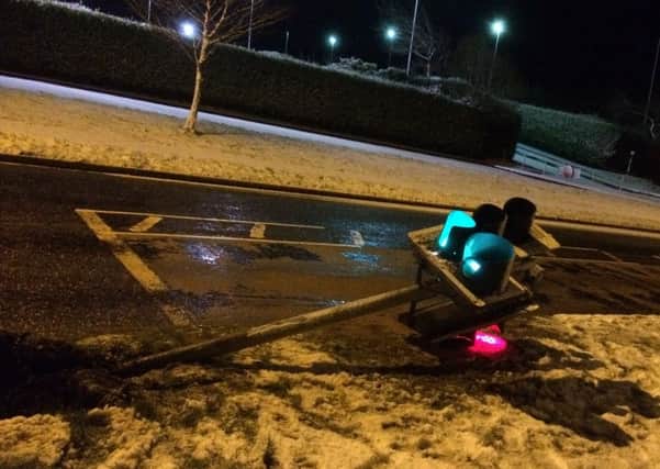 A gritting lorry hit the lights on Sunday evening.