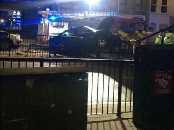 The Bora car smashed into railings at the pedestrian crossing on Broad Street, Magherafelt