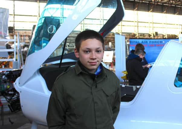 15-year-old Paul Cox from Lisburn is one of sixty Air Cadets from across Northern Ireland working together to build a Sting S4 plane at Ulster Aviation Society's Lisburn hangar.