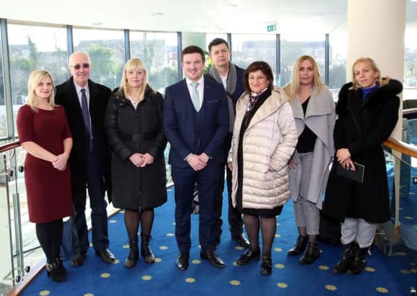 Councillor Scott Carson, Chairman of the council's Corporate Services Committee, is pictured with the delegation of HR professionals from Montenegro and Caroline Magee, Head of HR & OD (Acting) at Lisburn and Castlereagh City Council.