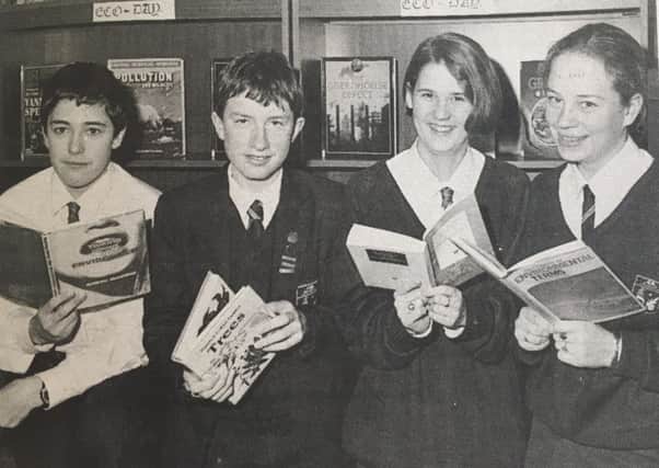 Larne High pupils in 1995 : Donna Heaney, Raymond Graham, Carla Barkley and Donna Taggart