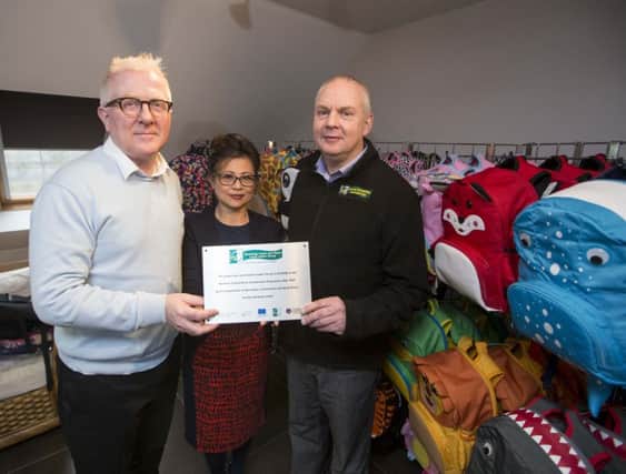 Nonglak and John McFadden, directors of Nonglak McFadden LTD, a small family run business situated outside Garvagh pictured with Causeway Coast and Glens LAG Board Member Councillor Dermot Nicholl.