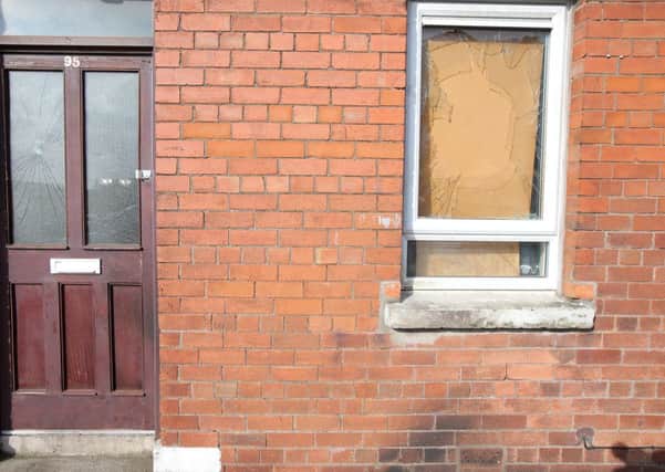 The scene on Railway Street in Ballymena where a petrol bomb attack took place along with windows being smashed in the early hours of Friday morning.

Picture by Jonathan Porter/PressEye