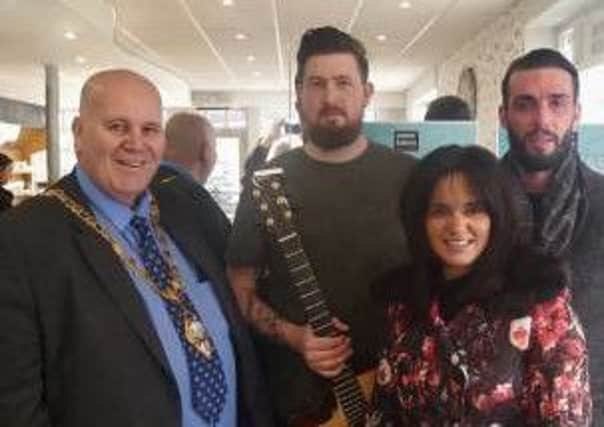 Mayor of Mid and East Antrim Borough Council, Paul Reid is pictured with Ryan Price, Ballymena BID Manager, Alison Moore and Joe Rocks from Mid and East Antrim Borough Cou