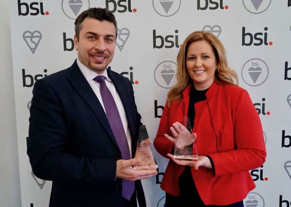 Pictured are Shahm Barhom, Operations Director UK & Ireland at BSI (British Standards Institution) and Melanie Dawson, Head of BIM (Building Information Modelling) at GRAHAM.