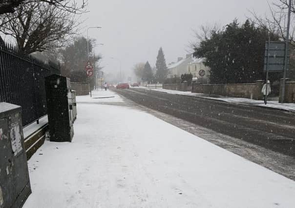 The snowy scene at Westbourne Terrace, Lisburn on Wednesday afternoon.