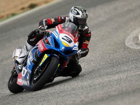 Michael Dunlop pictured testing the Buildbase Suzuki at Cartagena in Spain on Thursday.