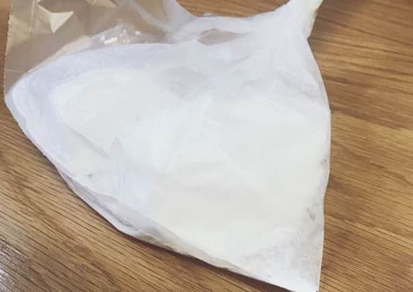 The bag of suspected cocaine.