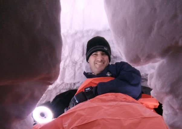 John Finlay spent the night in an igloo