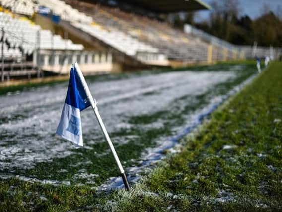 pitch cleared of snow