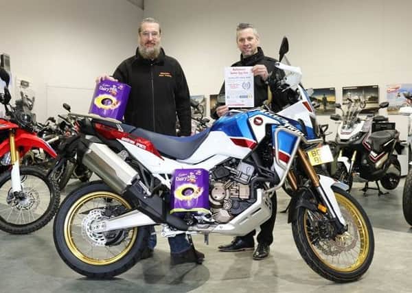 Easter Egg Run organiser David McGuckin from Ballymena Rider Training and co-organiser, Gary Olphert. (Submitted Picture).