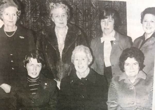 Mrs Kingston Mothers' Union Diocesan president with officers and committee members at Waringstown Mothers' Union in 1981 during the MU Festival at Holy Trinity Parish Church