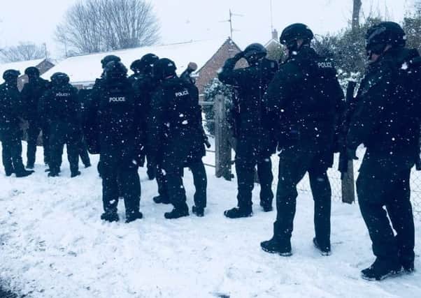 The police Armed Response Unit braving the snow.