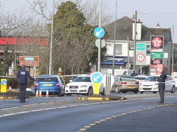 The scene at Bridgend, on the Donegal / Londonderry border following a fatal accident in the early hours of Sunday morning.