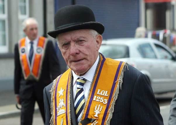 Cecil Calvert on parade in Crumlin in 2012.