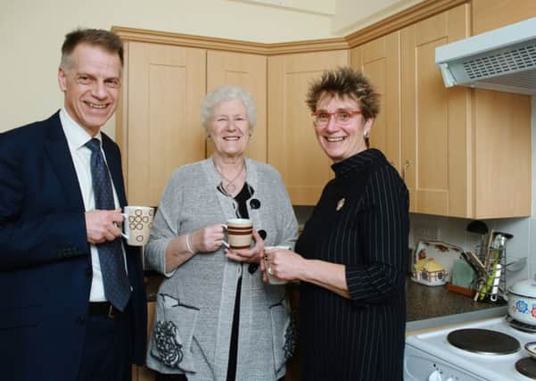 Michael McDonnell, Group Chief Executive of Choice Housing; Josephine Marrs, resident at Pound Green Court; and Hazel Bell Chair of Choice Housing.
