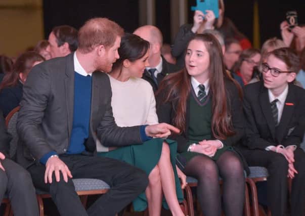 Visiting Belfast city centre during their first visit to Northern Ireland on 23 March 2018, Prince Harry and Ms. Markle Markle begin their first visit to Northern Ireland at the Eikon Centre at an event celebrating the youth-led peace-building initiative Ã¢Â¬ÃœAmazing the SpaceÃ¢Â¬" and showcasing groundbreaking cross community and reconciliation work from young people across Northern Ireland.  Launched by Prince Harry in September 2017, Ã¢Â¬ÃœAmazing the SpaceÃ¢Â¬" empowers young people across Northern Ireland to become ambassadors for peace within their communities.  Photo by Aaron McCracken