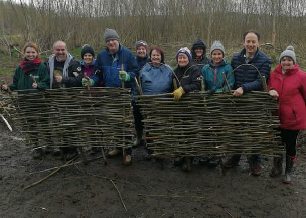 Alison Diver (MEA) with volunteers at Ecos Nature Park