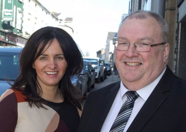 Ballymena BID manager Alison Moore and Councillor Stephen Nicholl.