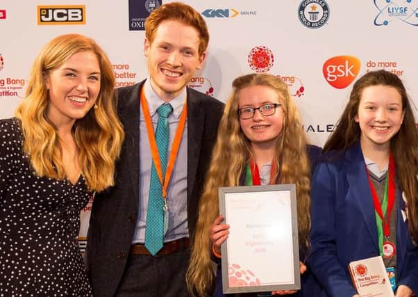 St Killian's College Year Nine students Rachel McAuley and Ellen Martin have been awarded the junior runner-up in the engineering category of The Big Bang UK Young Scientists & Engineers Competition.